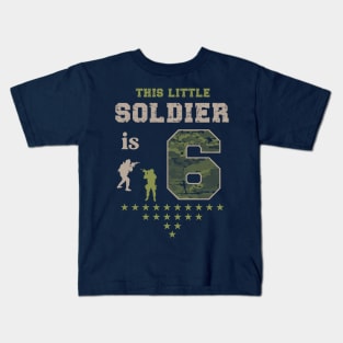 Kids 6 Year Old Soldier Birthday Gift Military T Shirt Kids T-Shirt